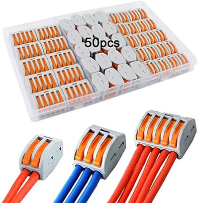 Geassembleerde Compacte Draadconnectoren Set 50Pcs - Push-in Kabelverbinder en Hefboom-Moer Klemmen