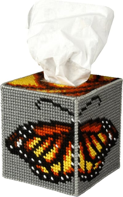 Orchidea - Borduurpakket voor Hoes Tissue Doos - Vlinder - Plastic stramien - 7 Count - Voor volwassenen - 5102