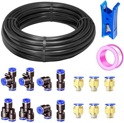 Dailygoods- Pneumatische Slang 10 m - Hoge Flexibiliteit - Polyurethaan - 14 Connectoren - Slangsnijder - Plakband - Schokbestendig - Persluchtslang