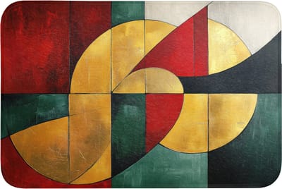 Badmat 90x60 cm - Antislip - Abstract - Kerst - Goud - Rood - Groen - Badmatten voor badkamer - Badkamermat - Douchemat - Badkamer mat