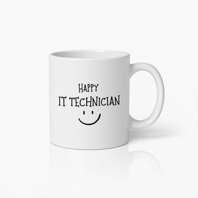 Blije IT Technicus 330ml Keramische Mok – Perfect Cadeau voor Technische Support en IT Professionals