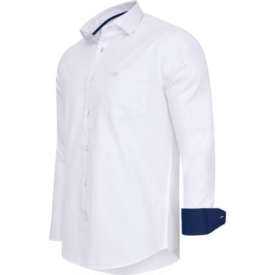 Cappuccino Italia - Heren Overhemden Milano Stretch - Wit - Maat XL