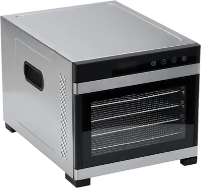 SP® Voedseldroger - 6 RVS Dienbladen - Dehydrator - Droogoven - Zilver - 46cm x 34cm x 32cm