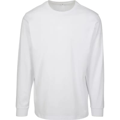 Build Your Brand - Cuffrib Lange Mouwen T-Shirt - White maat XL