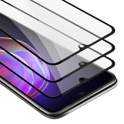 Cadorabo 3x Screenprotector geschikt voor Vivo V21 4G / 5G Volledig scherm pantserfolie Beschermfolie in TRANSPARANT met ZWART - Getemperd (Tempered) Display beschermend glas in 9H hardheid met 3D Touch