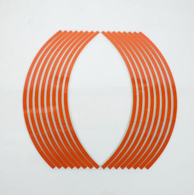 Liseré de jante autocollant orange réfléchissant 8mm pour moto jante 17 pouces