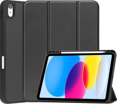 Hoesje - Geschikt voor Apple iPad A16/A18 (2022/2025/2026) - 10.9 & 11 inch (10e, 11e & 12e generatie) - Dun & Stevig - Trifold Bookcase - Hard Cover Case - Met Uitsparing Geschikt voor Apple Pencil - Hardcover Book - Tablet Hoes - Zwart