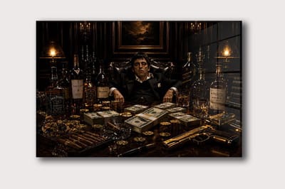 Maffia Baas schilderij op plexiglas 80x50cm