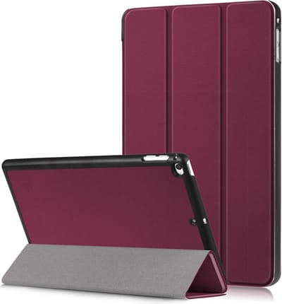 Hoesje - Geschikt voor Apple iPad Mini 4 / 5 (2015/2019) - 7.9 inch - Dun & Stevig - Hardcover Book Case - Trifold Bookcase Hoes - Hard Cover - Tablethoes - Donkerrood
