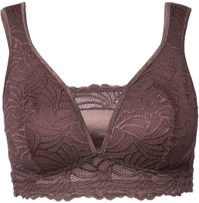 Ulla Popken - Dames - Bralette kant zonder beugel - Aarde - Maat 95C