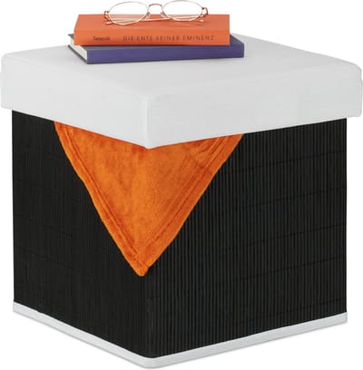 poef met opbergruimte - opvouwbaar - deksel - 35 x 35 x 35 cm - voetenbankje
