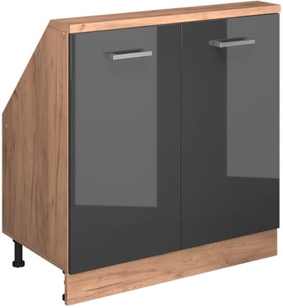 Vicco Rion Kast voor schuine wand – met 2 deuren Antraciet hoogglans/goud eiken