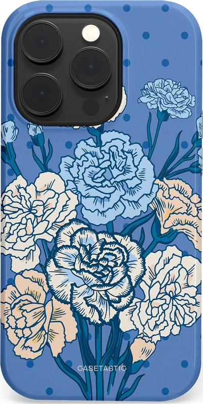 Casetastic hoesje geschikt voor Apple iPhone 14 Pro - MagSafe - Dubbellaagse bescherming - Anjer boeket - Fashion Case - Lavendel Lichtblauw Zilver
