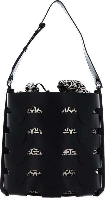 COCCINELLE Leren Schoudertas Medhuse Bucket Bag Noir / Multi. Noir Zwart