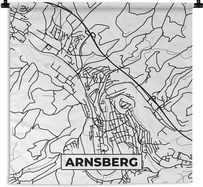 Wandkleed - Wanddoek - Arnsberg - Plattegrond - Kaart - Stadskaart - 180x180 cm - Wandtapijt