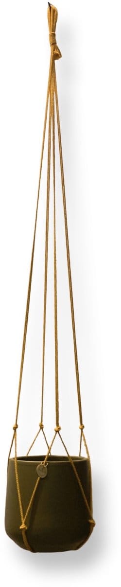Plantenhanger Zonder Kwast - Kies Kleur en Lengte - Okergeel - 110 cm lang - Katoenkoord - Geschikt voor Pot met Diameter t/m 20 cm - Handgemaakt in ons Macramé Atelier - Prijs per Stuk - Let op: Exclusief Pot - Inclusief Verzendkosten