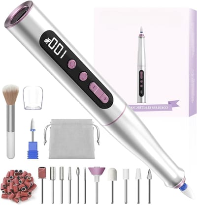 Aurixi® Pedicureset Electrisch - Pedicureset Professioneel – Nagelboor - Pedicure Set - Pedicure Apparaat Met 5 Snelheden - Zilver/Roze - 21cm x 21cm x 168cm