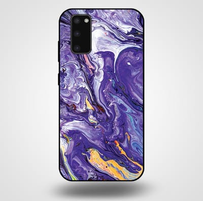 Smartphonica Telefoonhoesje voor Samsung Galaxy S20 Plus met marmer opdruk - TPU backcover case marble design - Goud Paars geschikt voor Samsung Galaxy S20 Plus