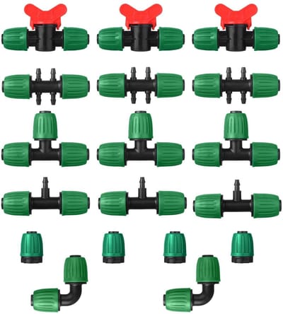 Allecto - Druppelirrigatieonderdelen - Tuinirrigatie - Lekvrije verbindingen - Groen - Multifunctionele set - Geschikt voor tuin en barbecue - 18