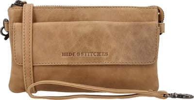 Hide & Stitches Porto Schoudertas Dames - Crossbodytas met 2 hoofdvakken - Tas van 100% Leder met ritssluiting - Taupe
