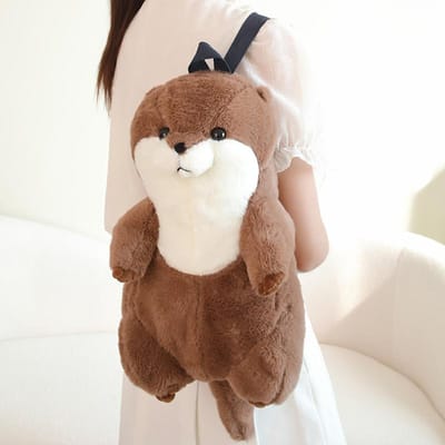 Treasuringu Kawaii Zeeotter Pluche Rugzak Cartoon Otter Pluche Speelgoed Zacht Knuffeldier Schoudertas Kerst Verjaardag Cadeaus 33cm Chocola