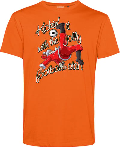 T-shirt Kickin' It With Santa | Foute Kersttrui Dames Heren | Kerstcadeau | Kerstpakket | Oranje | maat XS