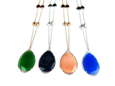 Zilveren halsketting collier halssnoer roos goud verguld Model Raindrop gezet met roze steen
