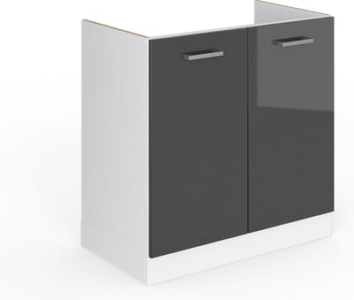 Vicco R-Line Onderkast voor gootsteen – 80 cm met deuren, zonder werkblad Antraciet Hoogglans