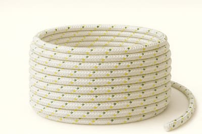 Sterk gevlochten touw 20 meter – 10 mm dik – duurzaam nylon/polyester – wit met groen/geel – ideaal voor boot, tuin, werkplaats en outdoor gebruik