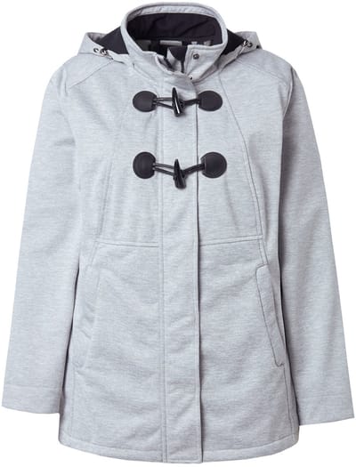 Ulla Popken - Dames - HYPRAR softshell-jas houtje-touwtjeknopen waterafstotend - Lichtgrijs melange - Maat 42+