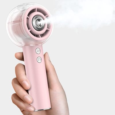 Draagbare mistventilator - Mini Fan - Lange Accuduur - Draadloos - Maakt huid vochtig en verkoelt - Draagbaar - Handsproeier - 4 Snelheden - Kleine Portable Ventilator Met USB - Lichtgewicht - Geschikt Voor Kantoor, Slaapkamer, Buiten - Roze