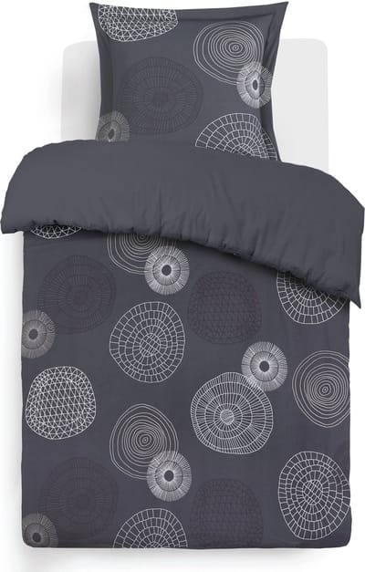 VISION Fabrizio Dekbedovertrekset - 100% katoen: zacht en soepel - Eenpersoons - Dekbedovertrek 140 x 200 cm met 1 bijhorende sloop -Grijs - Oekotex gecertificeerd