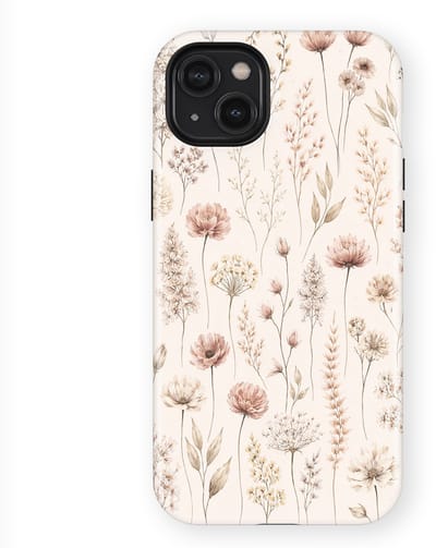 Bloemen Design Hoesje geschikt voor iPhone 14 Plus | Flower Print Tough Case met Mag | Shockproof | Bloemen Motief Backcover geschikt voor iPhone 14 Plus Beige Bloom