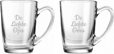 Gegraveerde Theeglas 32cl De Liefste Opa-De Liefste Oma
