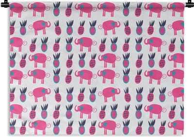 Wandkleed - Wanddoek - Ananas - Olifant - Design - 120x90 cm - Wandtapijt