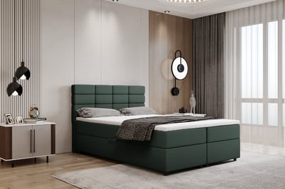 Boxspring met opbergruimte Reve 140 x 200 cm tweepersoons -Inclusief Topper - Flessengroen