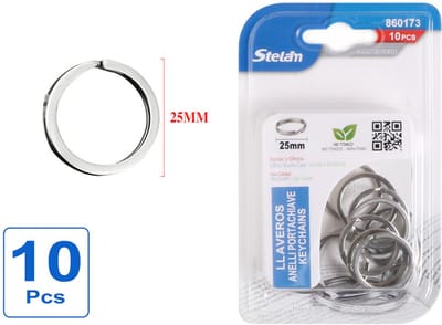 Decopatent - 10 Stuks Sterke Sleutelringen - 25 mm - Sleutelring voor sleutelhanger - Ringen metaal - Stelam Sleutelhanger Ringen - Splitringen - Metalen ring hobby - Sleutellabels - Kleur: Zilver