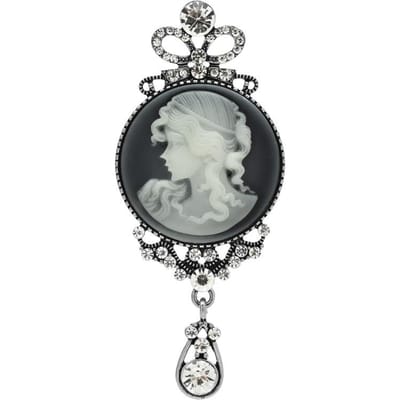 Wuli&baby Vintage Dameshoofd Speld Broches Voor Vrouwen Strass Klassieke Schoonheid Meisjesfiguur Feest Kantoor Broche Pin Sieraden Cadeau gray