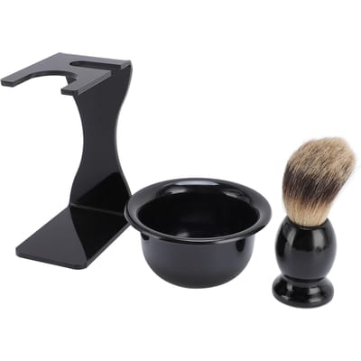 Ensemble de Blaireau pour Hommes Kit de Toilettage de Barbe Portable Blaireau Bol à Mousse et Support