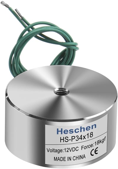 Dailygoods - Elektromagneet - Solenoïde - 18 Kg Treksterkte - 34 mm Diameter - DC 12V - Automatisering - Voor diverse toepassingen