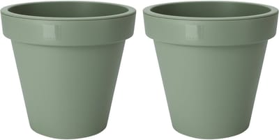 Pro Garden Plantenpot/bloempot Botanic - 2x - Tuin buiten - kunststof - donkergroen - Dia 20 cm - rond