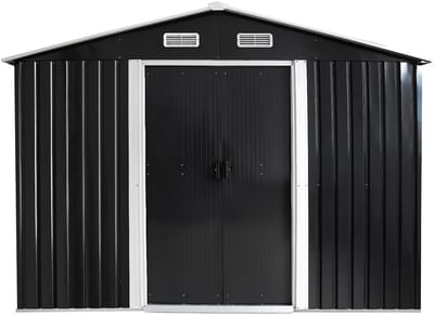 Vente-unique Grijs metalen tuinhuisje van gegalvaniseerd staal 8 m² - MANSO