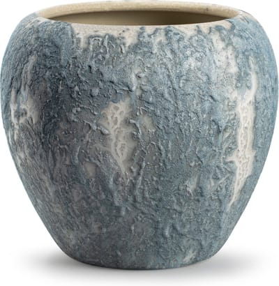 Jodeco Plantenpot/bloempot Marble - wit/ijsblauw - keramiek - D24 x H22 cm - hotel chique