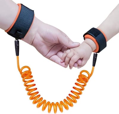 Veilige Anti-Verlies Polsband voor Kinderen - 2.5m Rotatieband met Elastische Staal Kabel (Oranje)