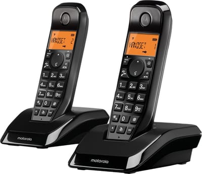 Draadloze telefoon - glanzend en matzwart - 2 handsets - 1202