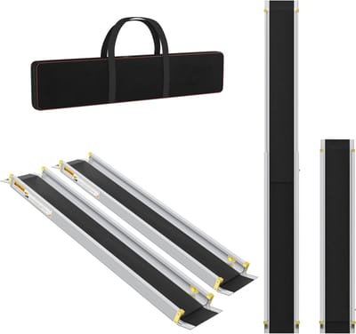 Aluminium Oprijplaat 183 cm – Telescopisch & Opvouwbaar – Rolstoelrampe 300 kg - Opvouwbaar antislip oppervlak