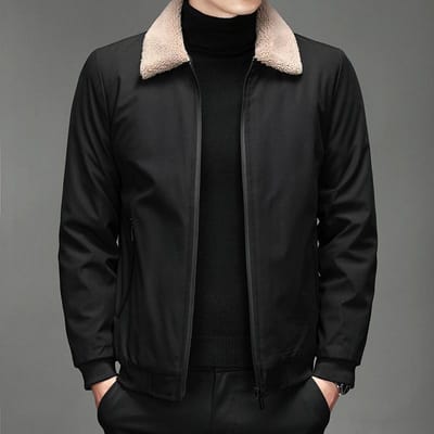 Winter Verdikte Warme Katoenen Kleding Middelbare en Jonge Leeftijd Business Casual Jas Revers Bontkraag Veelzijdige Top 5XL black