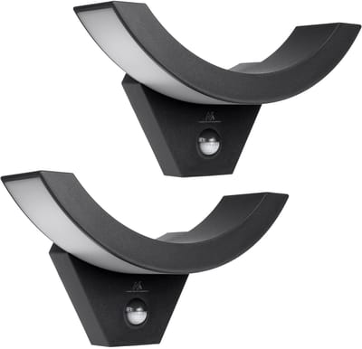 Maclean - Set van 2 stuks LED-lamp - Wandlamp - met infrarood bewegingssensor - 800lm / 10W / IP54 - Zwart