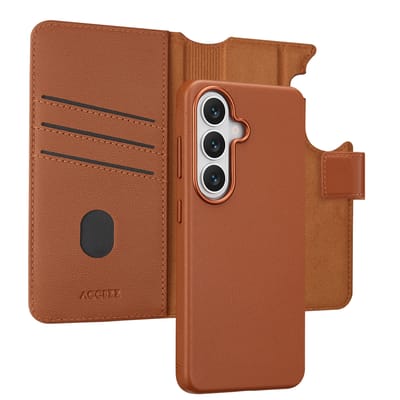 Accezz Hoesje - Geschikt voor Samsung Galaxy S26 - Leather Bookcase 2-in-1 met Magnetische Ring - Sienna Brown