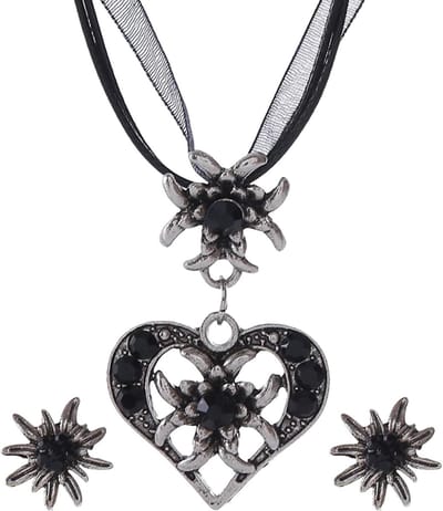 Oktoberfest accessoires voor vrouwen: dirndl, edelweiss sieraden set, kostuum ketting en oorbellen voor een perfecte Wiesn look